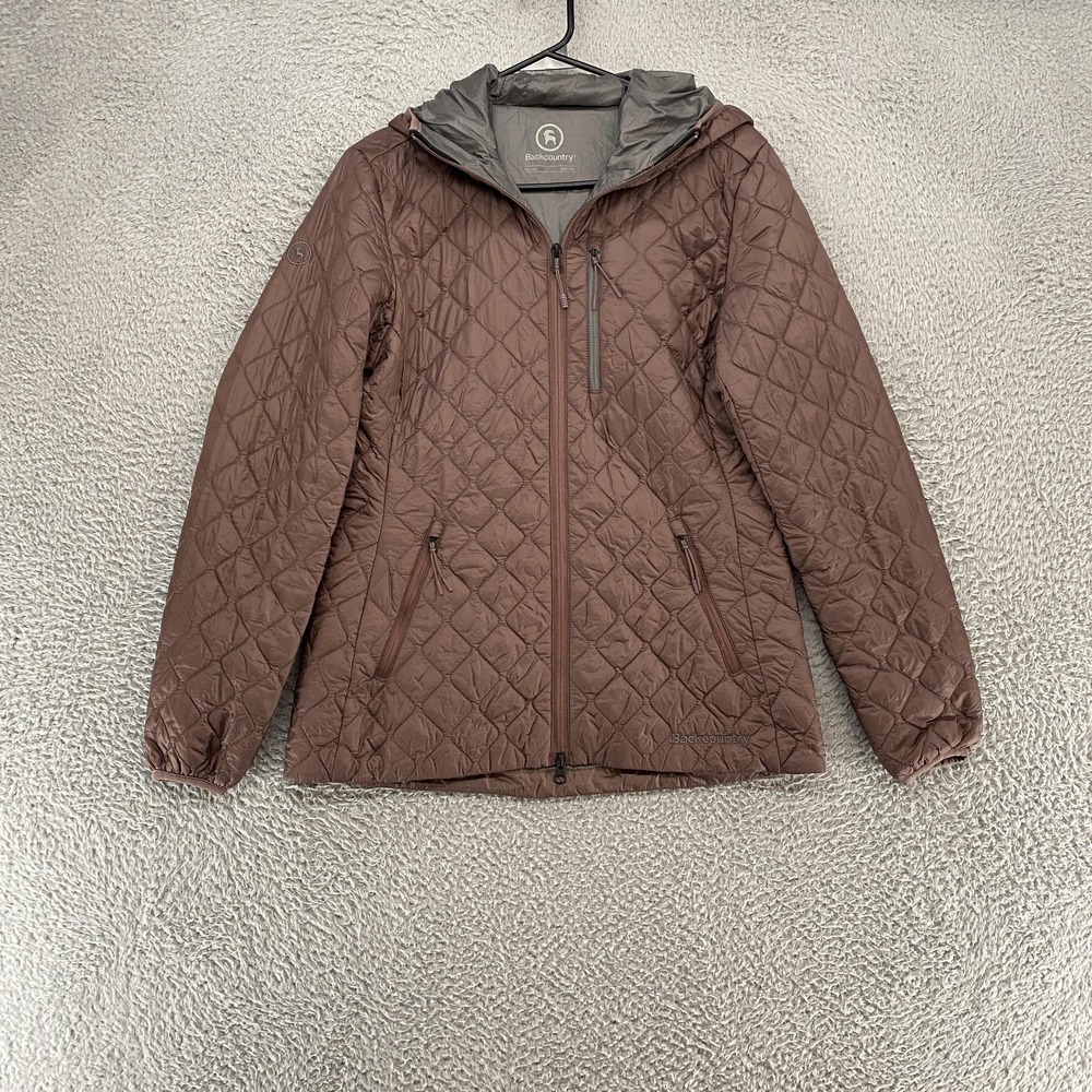 Backcountry Quilted Jacket Womens Small Brown Hooded Pertex Quantum